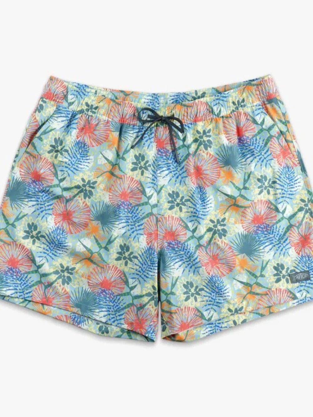 AFTCO Strike Swim Shorts Fishing Shorts Tropical Floral Elfin Yellow Size Medium